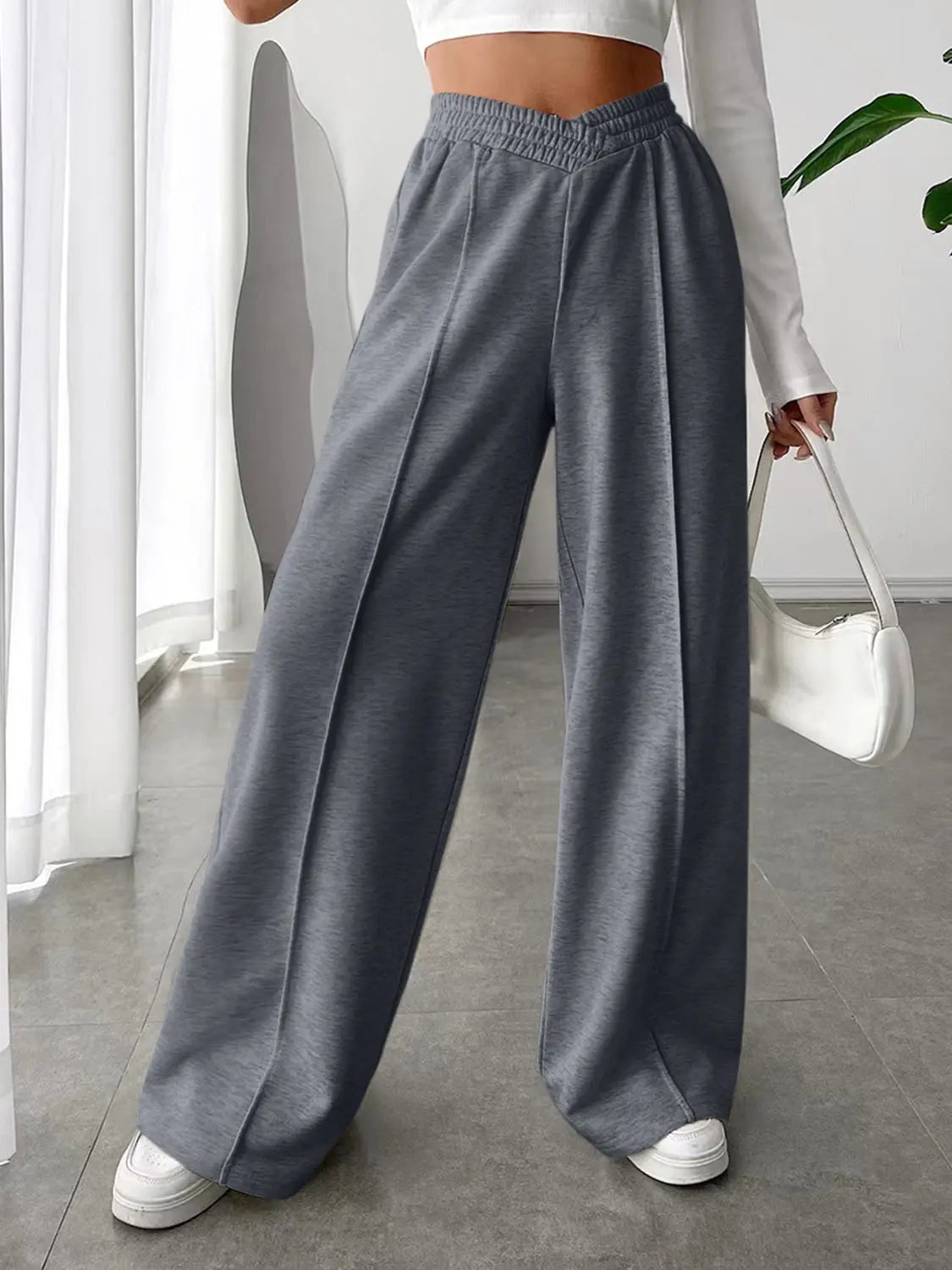 Elastic Waist Wide Leg Pants Trendsi