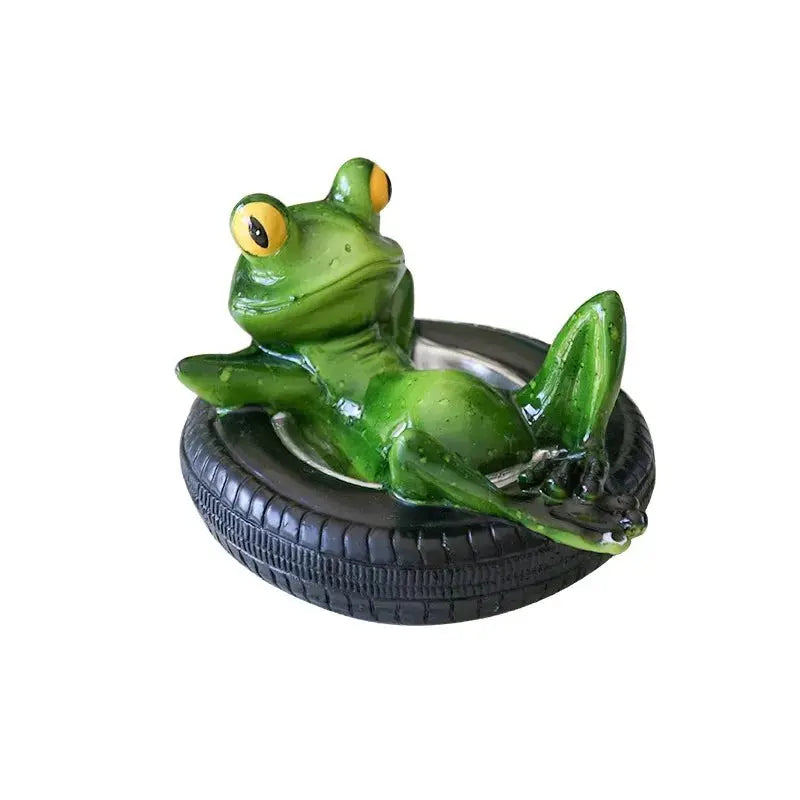 Small Yard Fish Pond Simulation Animal Bamboo Raft Frog Resin Ornaments Garden Decoration Courtyard Pond Floating Fish Tank The Zebra Effect