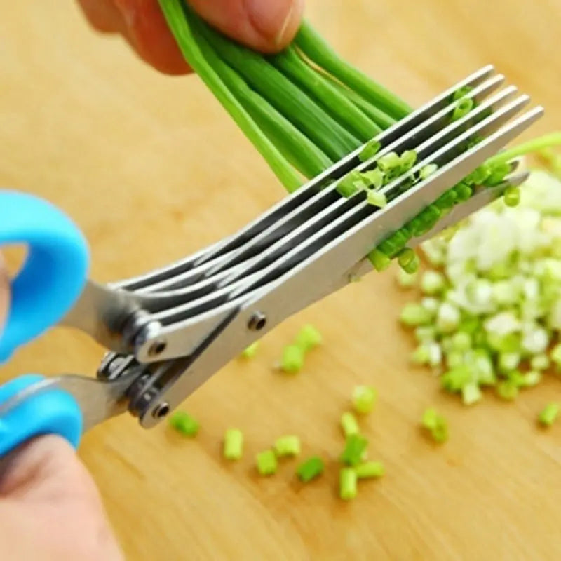 Multifunctional Multi-layer Green Onion Scissors Stainless Steel Onion Cutting Knife Herb Seaweed Spice Scissors Kitchen Scissor Kitchen Gadgets Magenta Charlie