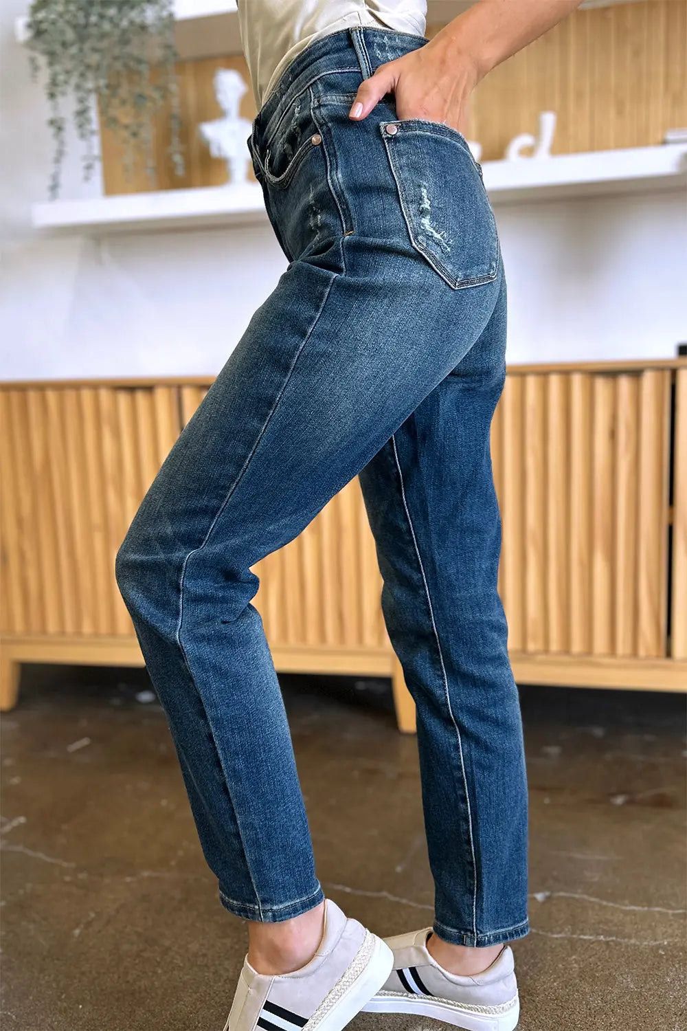 Judy Blue Full Size Tummy Control High Waist Slim Jeans Trendsi