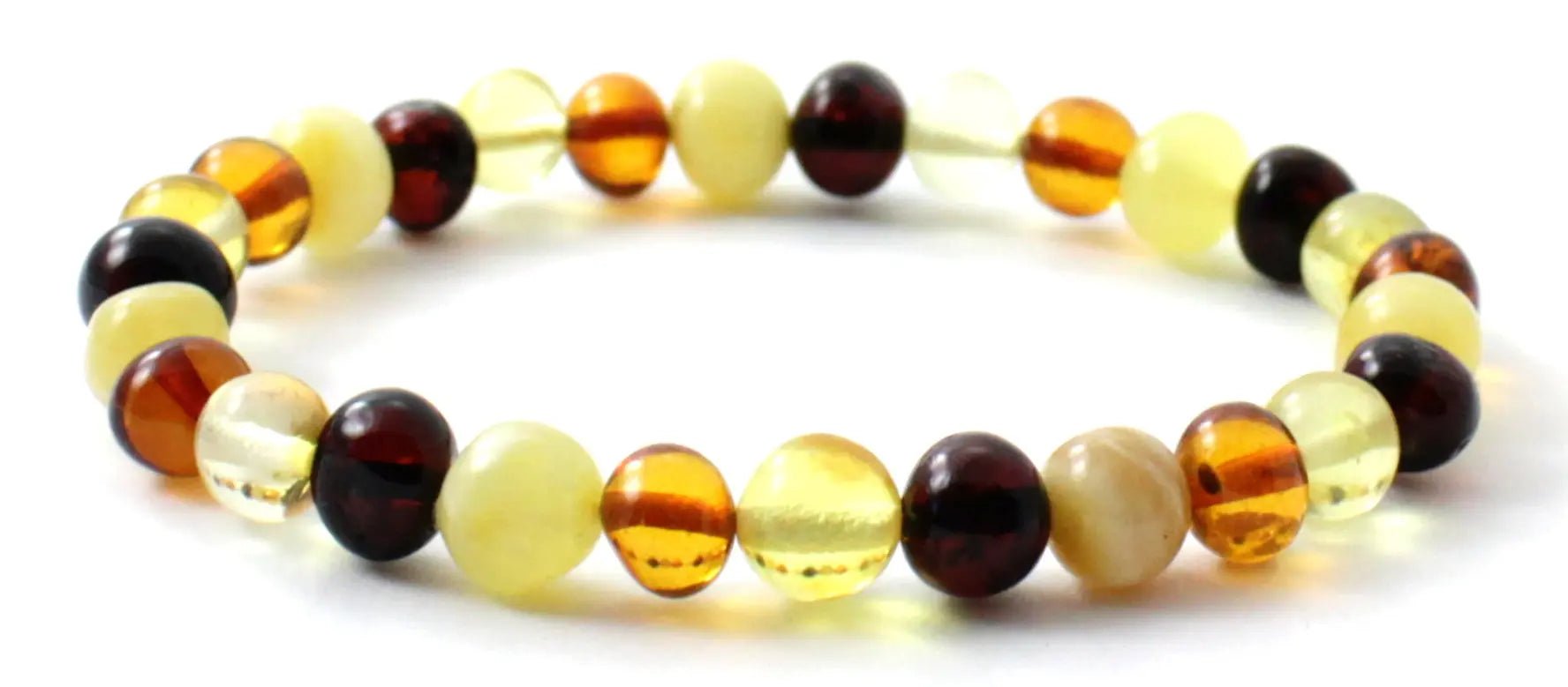 Multicolor Baltic Amber Stretch Bracelet Plum Clymene