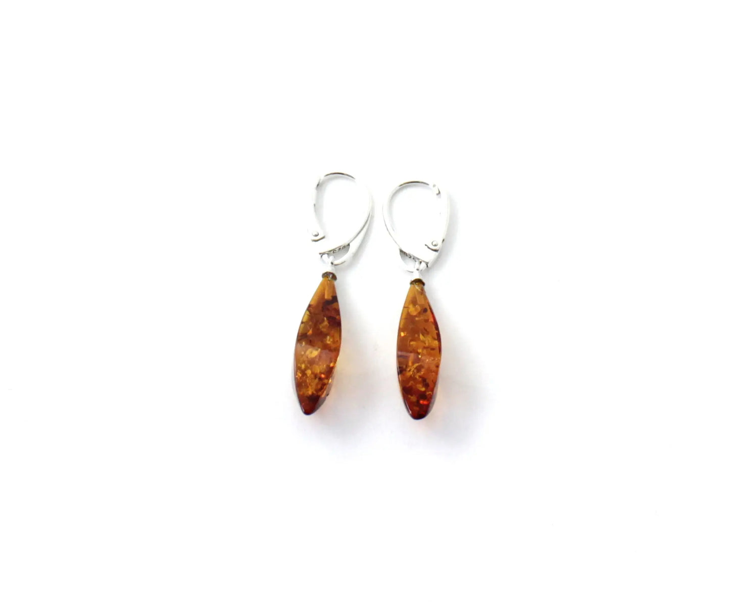 Baltic Amber and Sterling Silver 925 Drop Earrings Plum Clymene