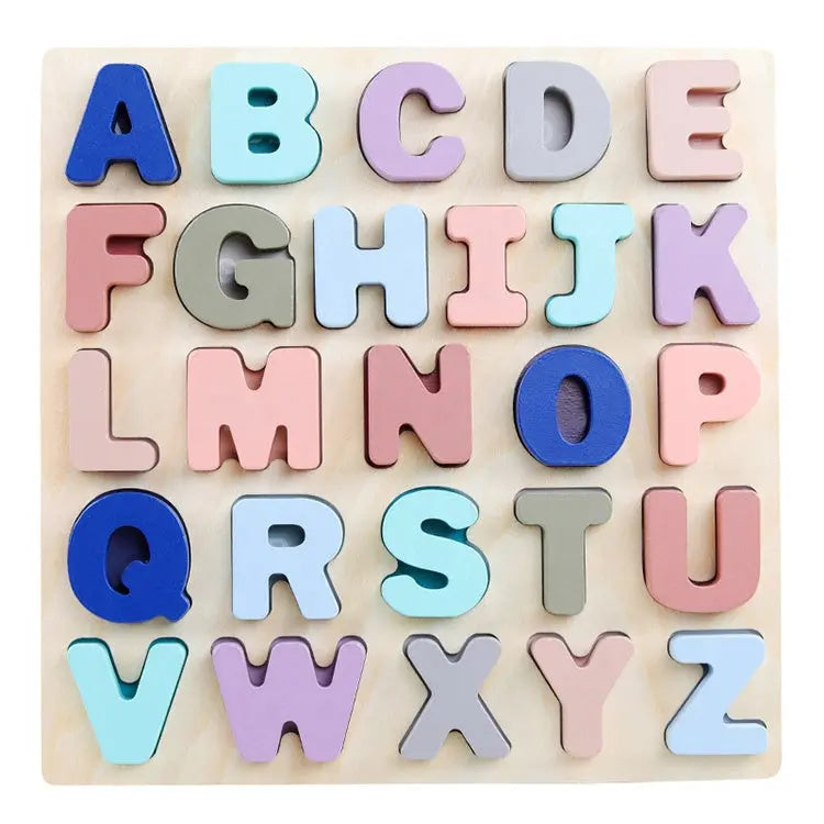 Wooden Number ABC Puzzles Puzzle | Alphabet Learning for Toddlers Kids Plum Clymene