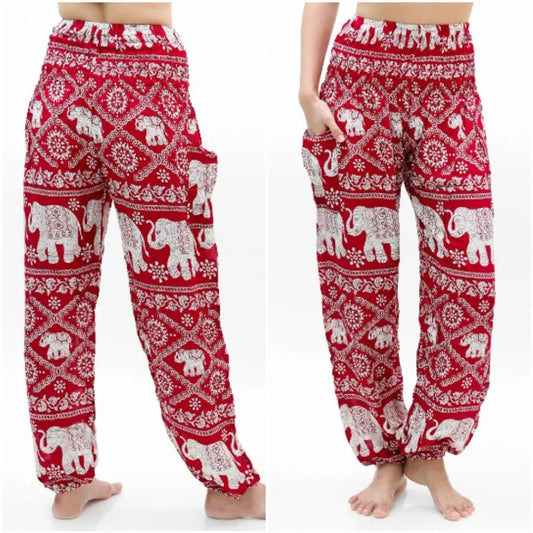 Burgundy ELEPHANT Pants Women Boho Pants Hippie Pants Yoga Tan Smokey