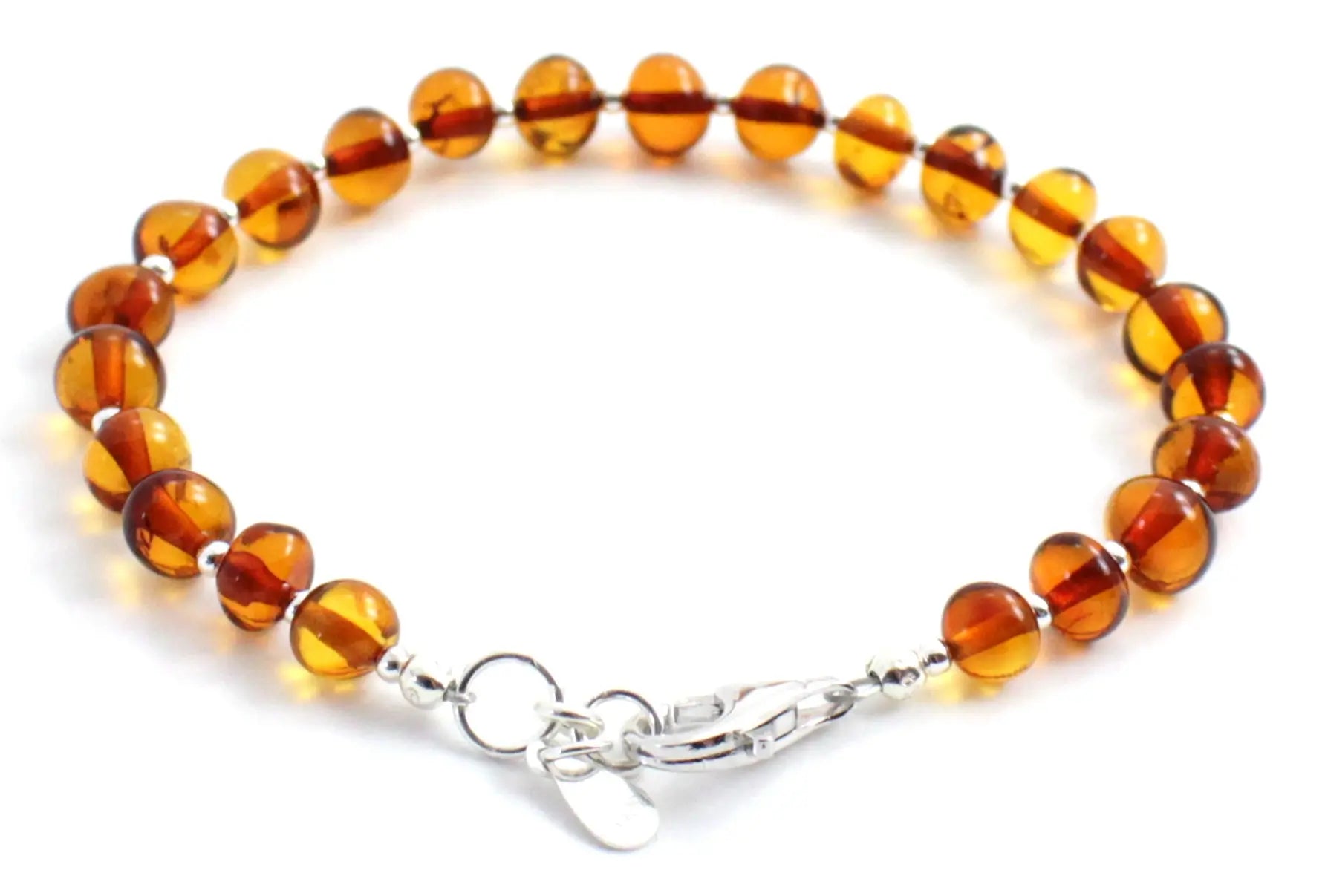 Baltic Amber Jewelry Bracelet with Sterling Silver 925 Plum Clymene