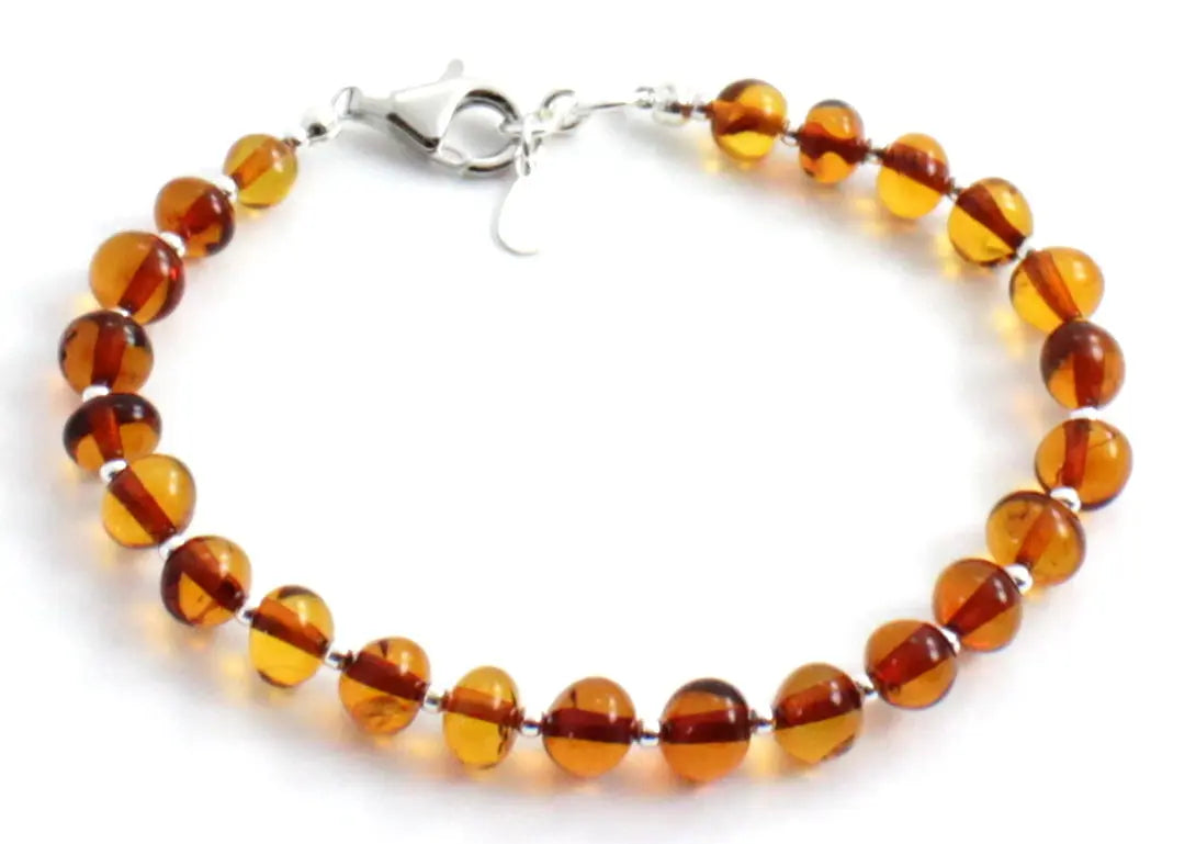 Baltic Amber Jewelry Bracelet with Sterling Silver 925 Plum Clymene