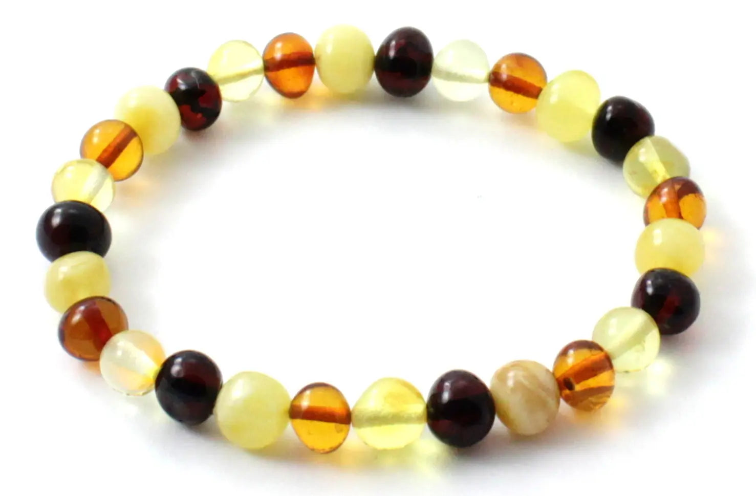 Multicolor Baltic Amber Stretch Bracelet Plum Clymene