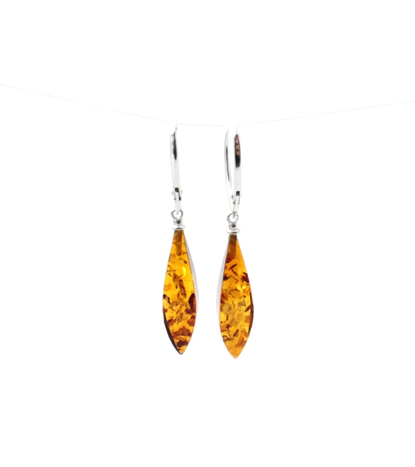 Baltic Amber and Sterling Silver 925 Drop Earrings Plum Clymene