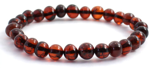 Baltic Amber Stretch Bracelet for Women Cherry Black Color Plum Clymene