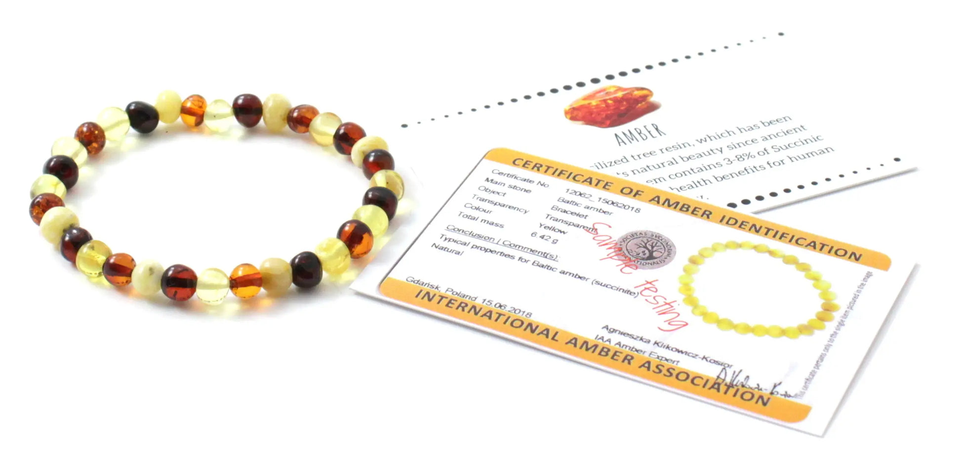 Multicolor Baltic Amber Stretch Bracelet Plum Clymene