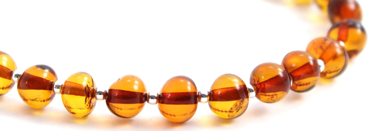 Baltic Amber Jewelry Bracelet with Sterling Silver 925 Plum Clymene