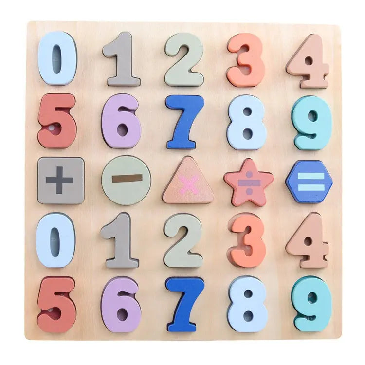 Wooden Number ABC Puzzles Puzzle | Alphabet Learning for Toddlers Kids Plum Clymene