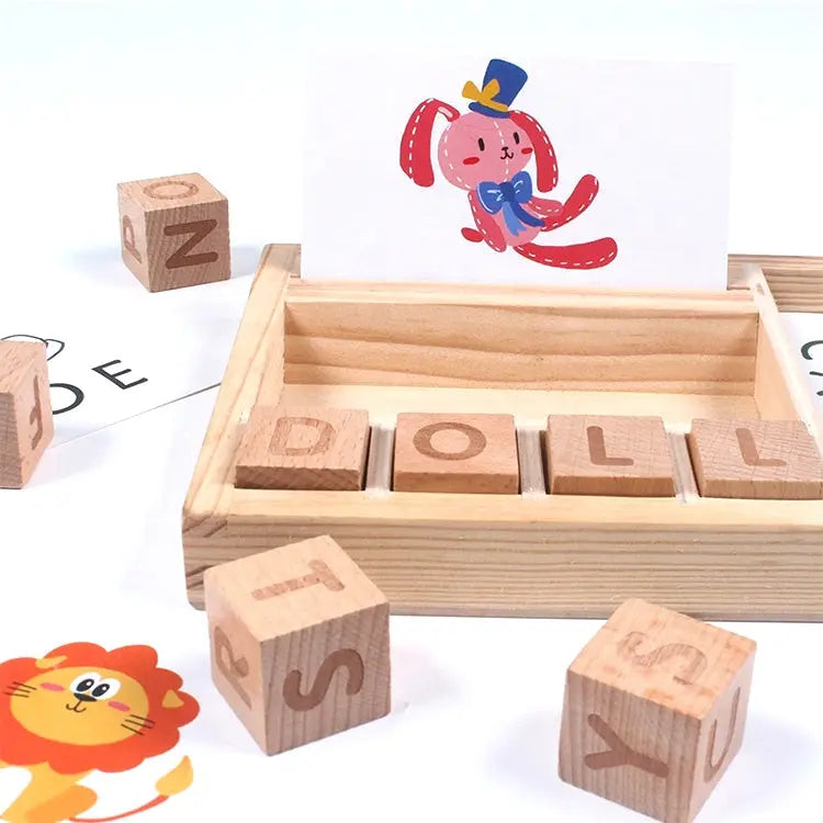 Wooden English Word Learning Cardboard Toys Games Educational Plum Clymene