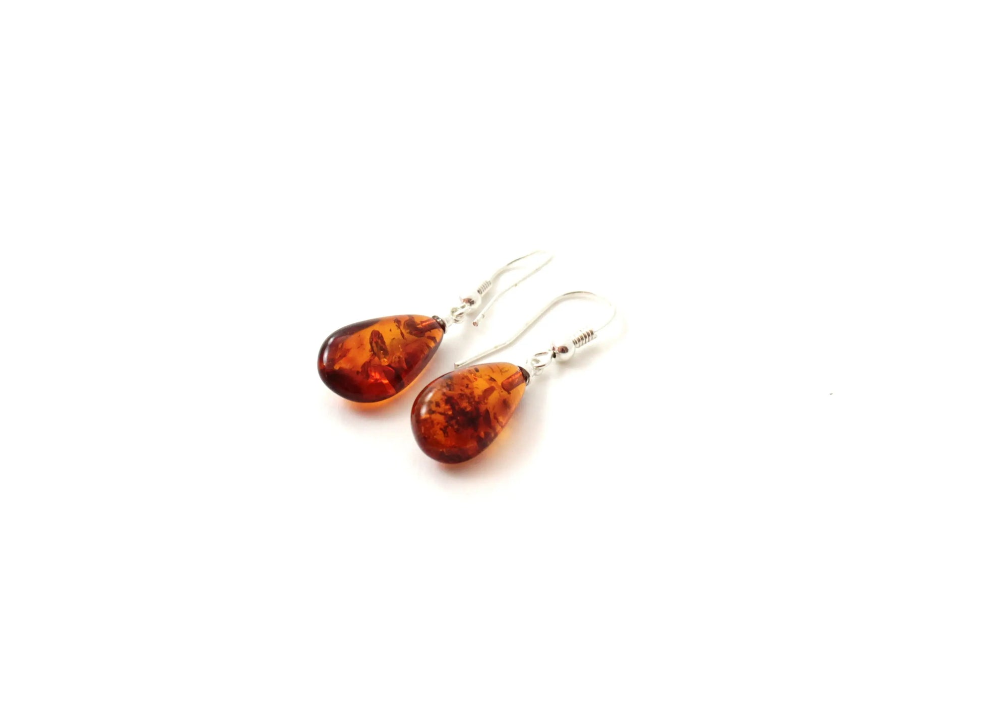 Baltic Amber Jewelry - Drop Earrings with Sterling Silber 925 Plum Clymene