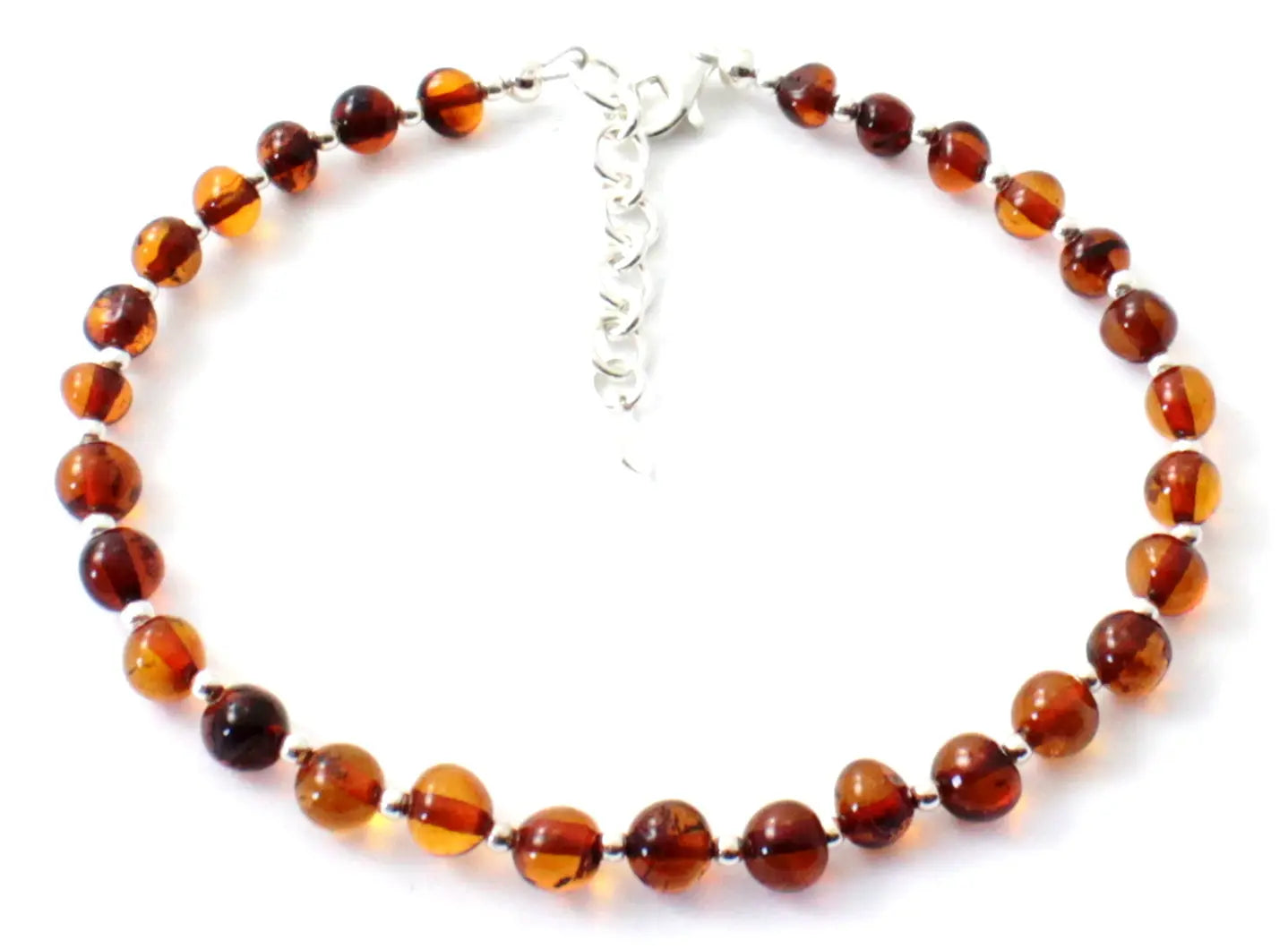 Baltic Amber Anklet with Sterling Silver 925 Adjustable Minimalist Plum Clymene