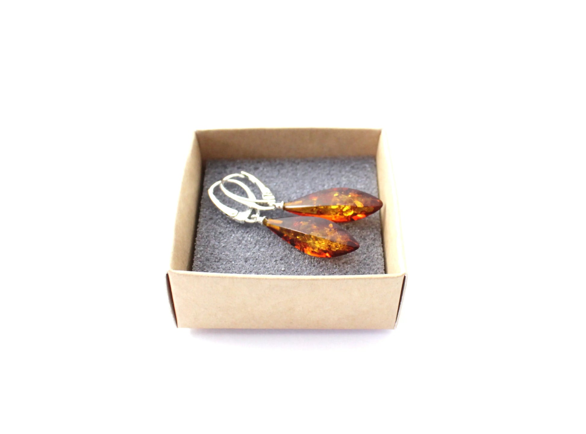 Baltic Amber and Sterling Silver 925 Drop Earrings Plum Clymene