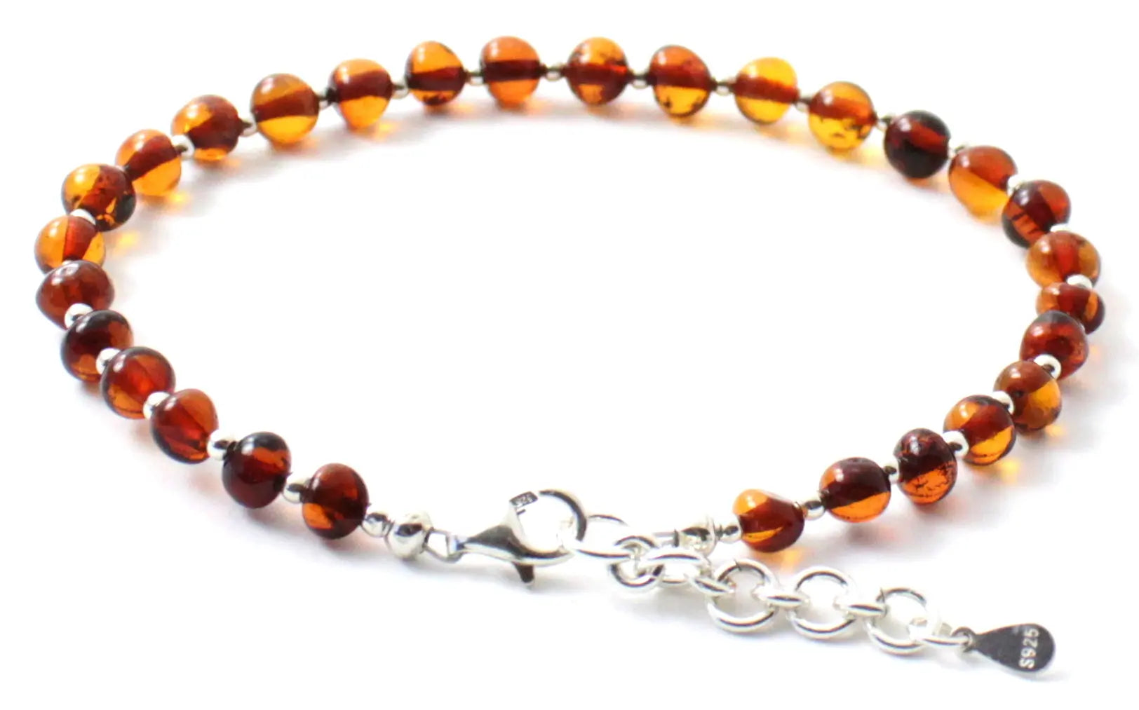 Baltic Amber Anklet with Sterling Silver 925 Adjustable Minimalist Plum Clymene