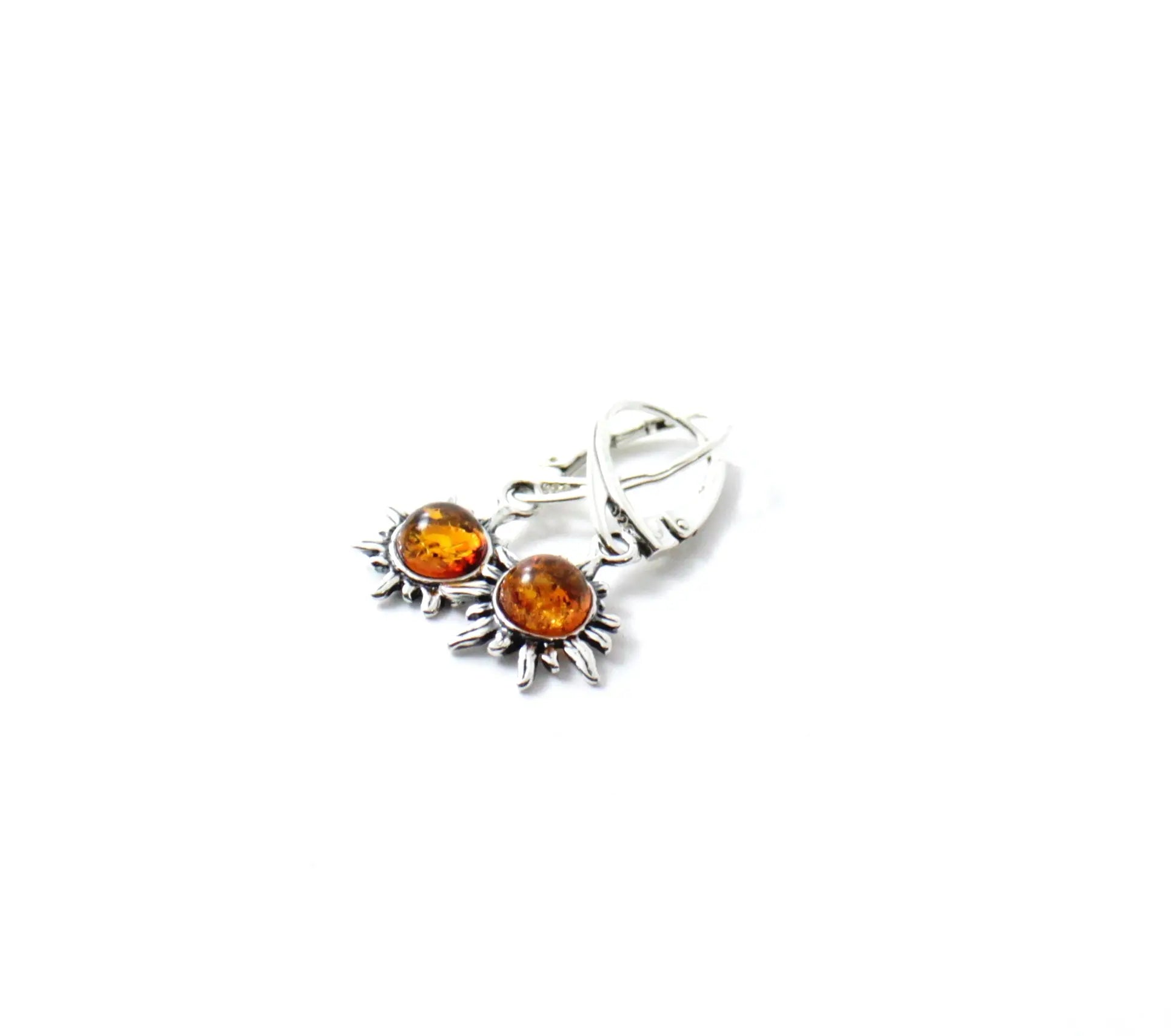 Baltic Amber Jewelry - Sun Drop Earrings with Sterling Silver 925 Plum Clymene