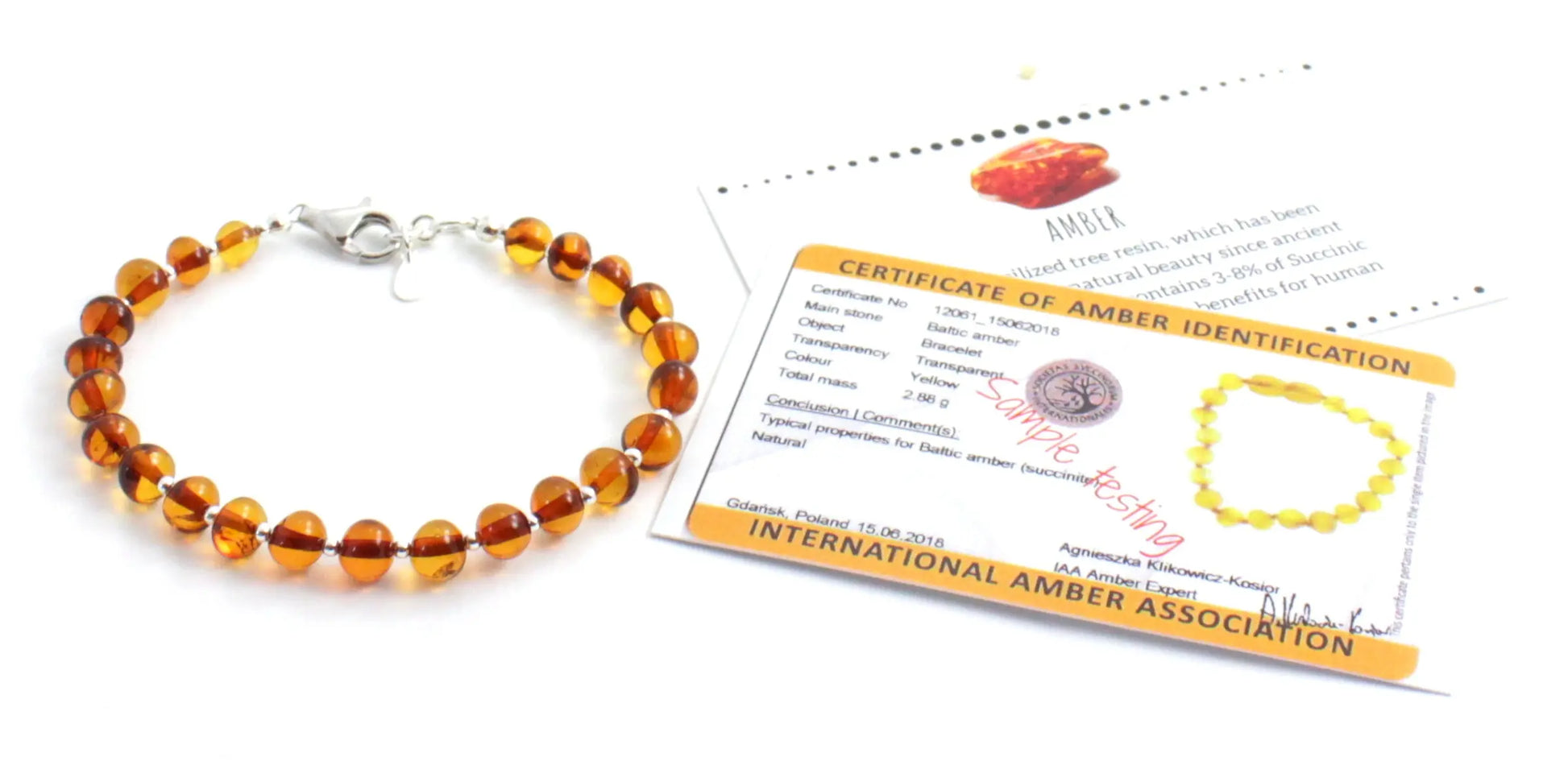 Baltic Amber Jewelry Bracelet with Sterling Silver 925 Plum Clymene