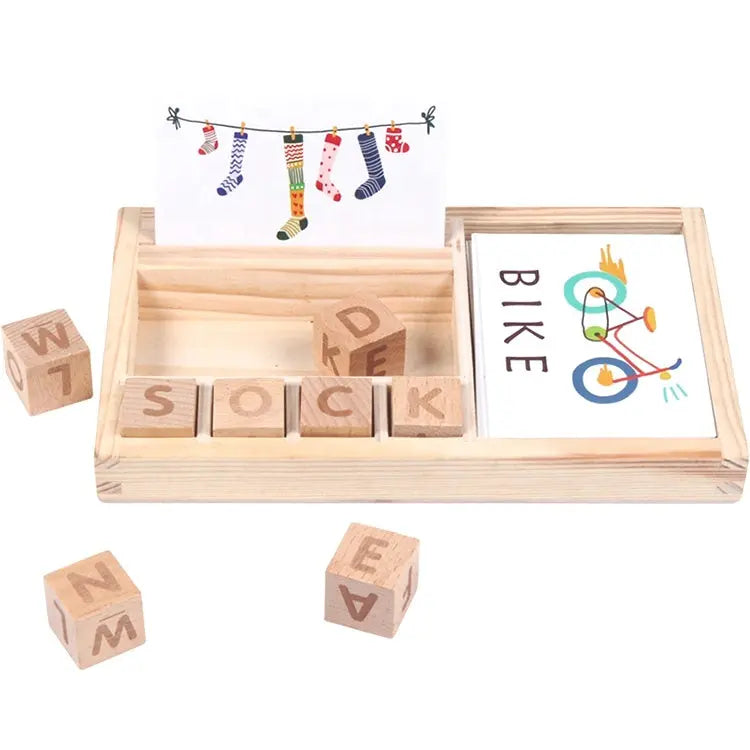 Wooden English Word Learning Cardboard Toys Games Educational Plum Clymene