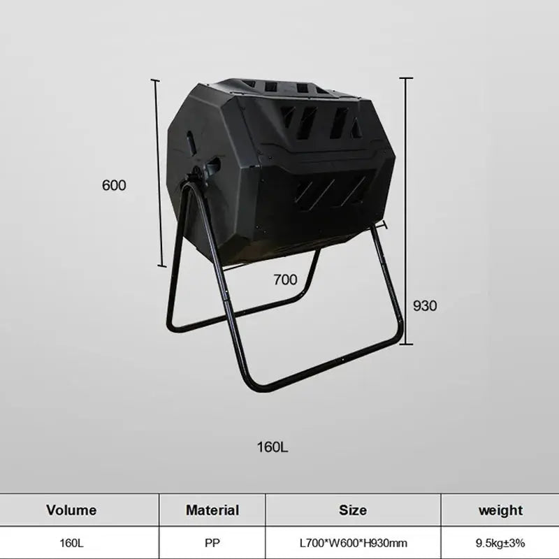 Outdoor Compost Bucket, Garden Bucket, Corrosion Prevention, Aerobic Fermentation, Fermentation, Kitchen Waste, 160L The Zebra Effect