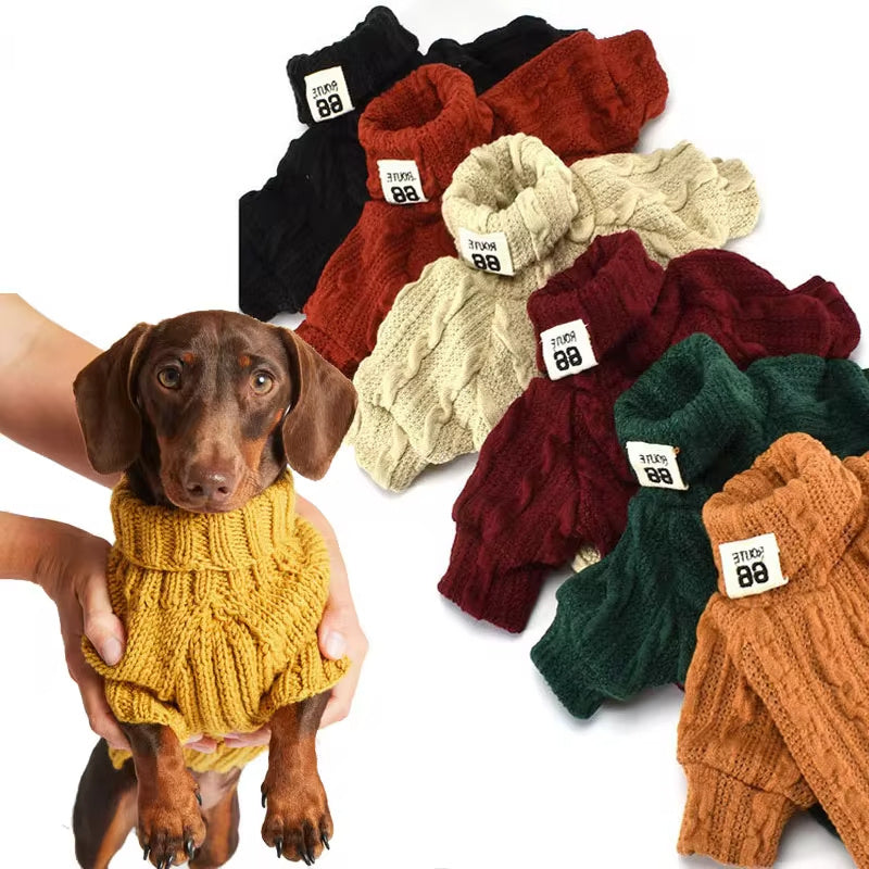 Dog Sweater Turtleneck Solid Color Dogs Clothes Warm Cotton For Puppy Small Medium Dogs Sweatshirt Jacket Chihuahua Teddy Magenta Charlie