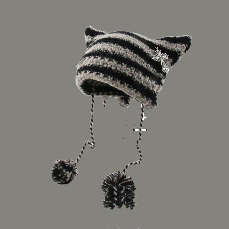 Korean Cute Thermal Head Cover Woolen Cap Magenta Charlie