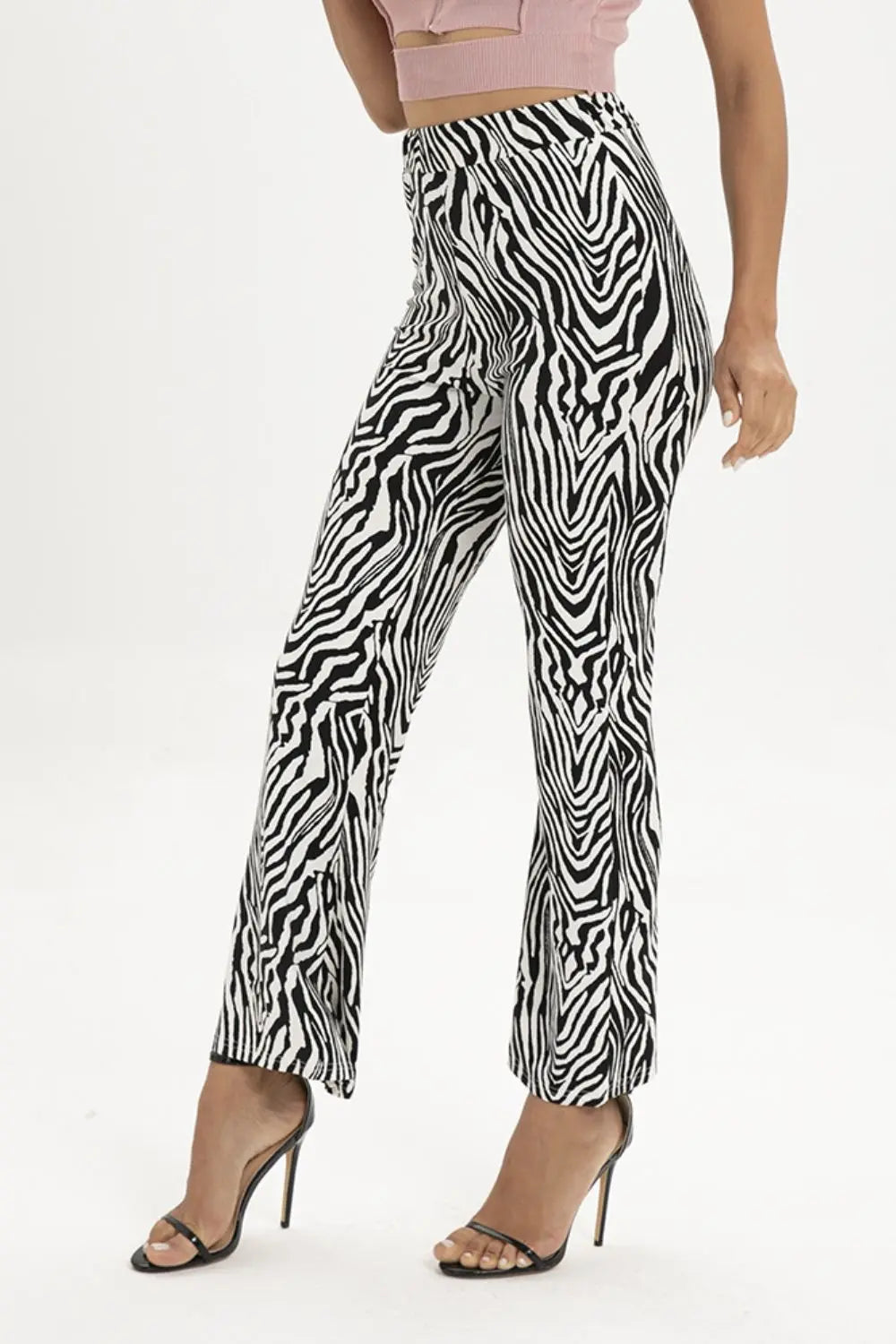 Zebra Print Straight Leg Pants Trendsi