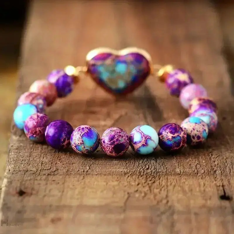 Imperial Jasper Purple Heart Bracelet Copper Pallas