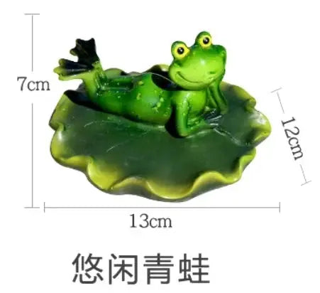 Small Yard Fish Pond Simulation Animal Bamboo Raft Frog Resin Ornaments Garden Decoration Courtyard Pond Floating Fish Tank The Zebra Effect