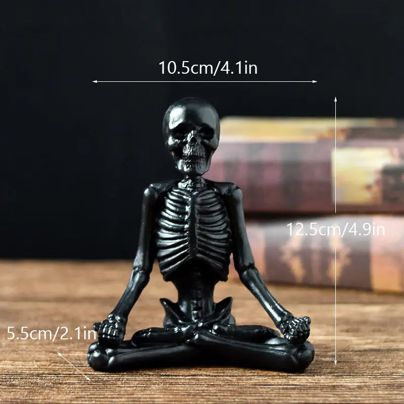 Halloween Horror Desktop Decoration Resin Ornaments Feature Modeling Yoga Skull Skeleton Magenta Charlie