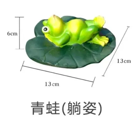 Small Yard Fish Pond Simulation Animal Bamboo Raft Frog Resin Ornaments Garden Decoration Courtyard Pond Floating Fish Tank The Zebra Effect