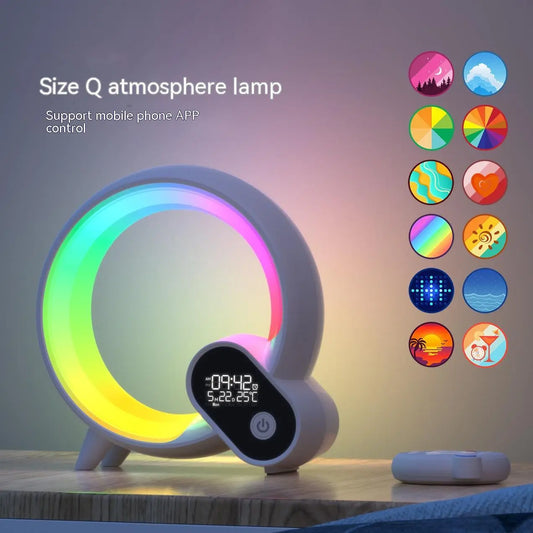 Creative Q Light Analog Sunrise Digital Display Alarm Clock Bluetooth Audio Intelligent Wake-up Q Colorful Atmosphere Light Magenta Charlie