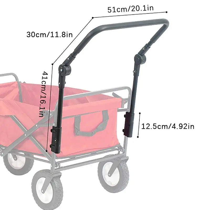 Foldable Folding Cart Push Handle Wagon Cart Equipment Black Lightweight Extendable Cart Trolley Handle Accessories For Camping The Zebra Effect