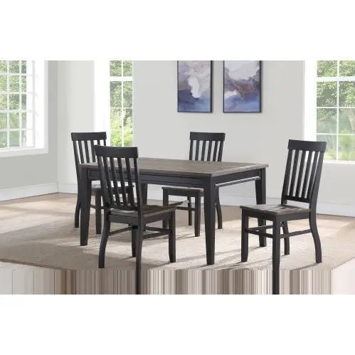 Farmhouse 5pc Dining Set Two-Tone Finish, Cottage Style Table, Schoolhouse Chairs Magenta Charlie