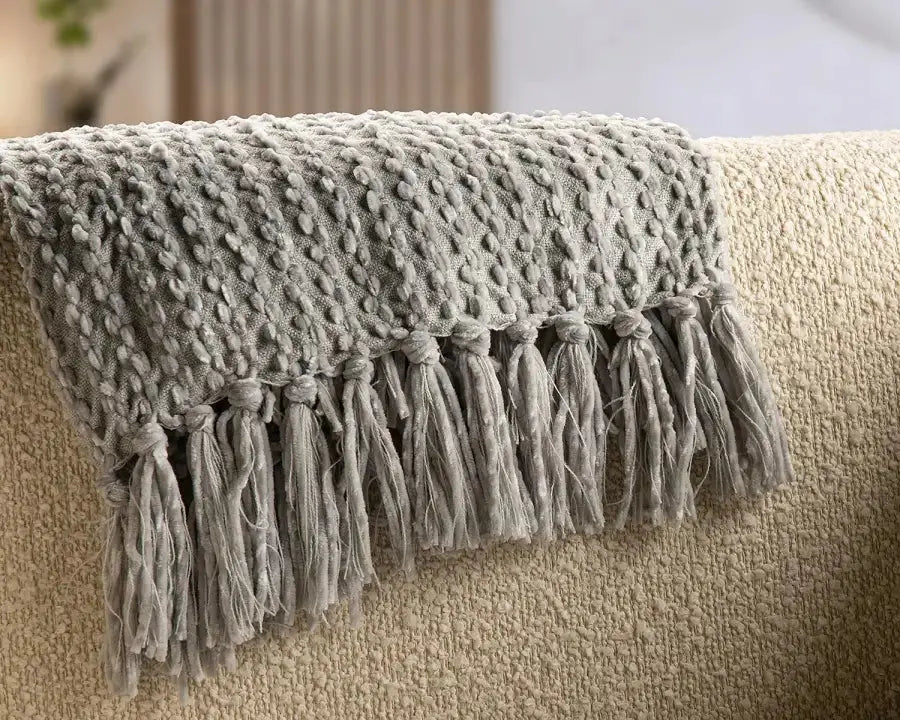 Grey Knitted Throw Blanket Copper Pallas