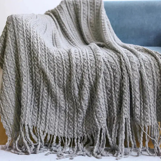 Grey Knitted Throw Blanket Copper Pallas