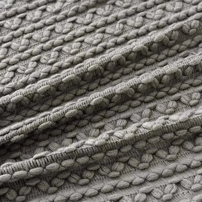 Grey Knitted Throw Blanket Copper Pallas