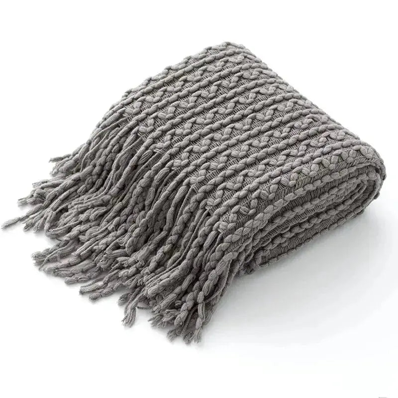 Grey Knitted Throw Blanket Copper Pallas