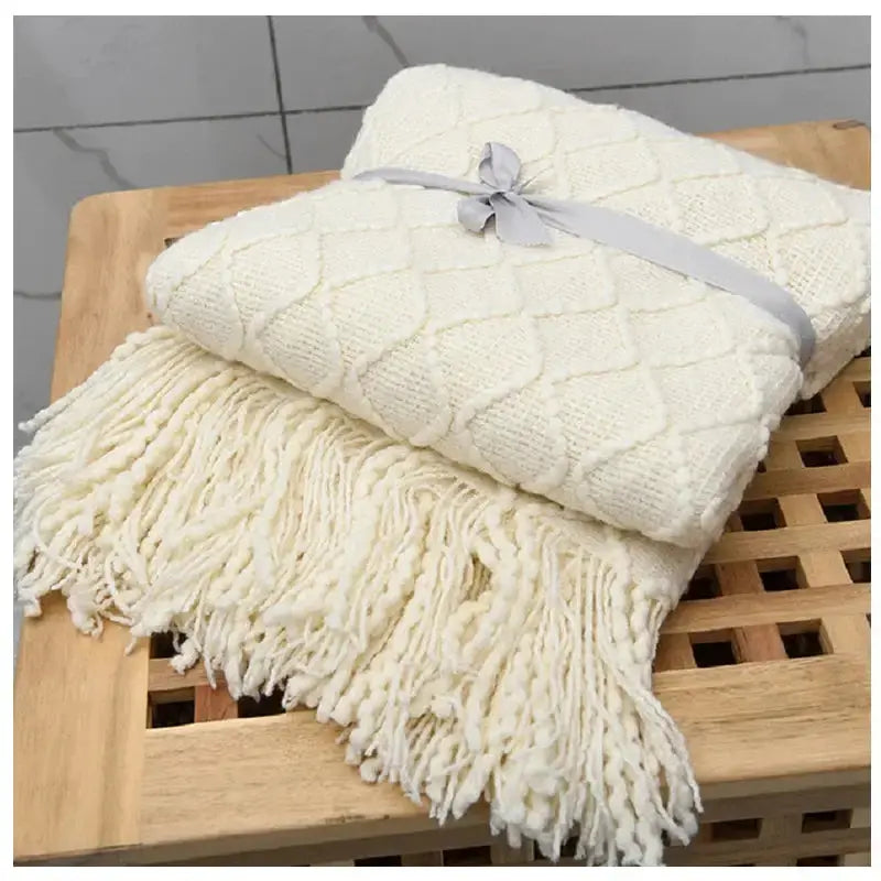 Knitted Decorative  Blankets -Beige Copper Pallas