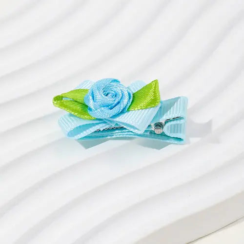 Girls’ Baby Woven Ribbon Bow Mesh Flower Hair Clip for Gentle Hair Chocolate Lily