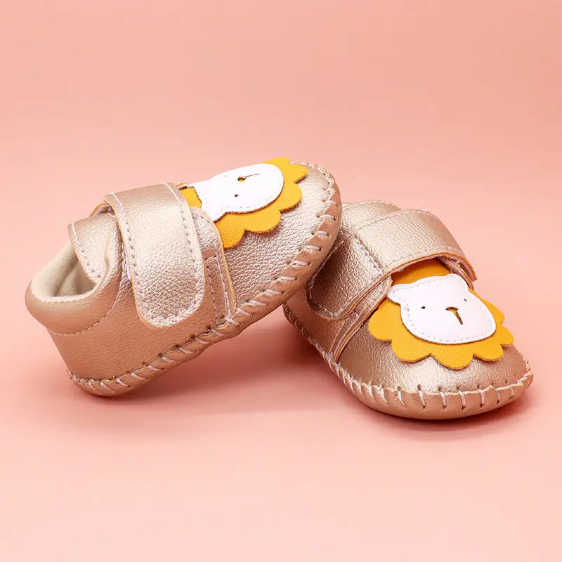 Baby Cartoon Bear Patched Pattern Soft Sole Toddler Shoes Indoor Chocolate Lily