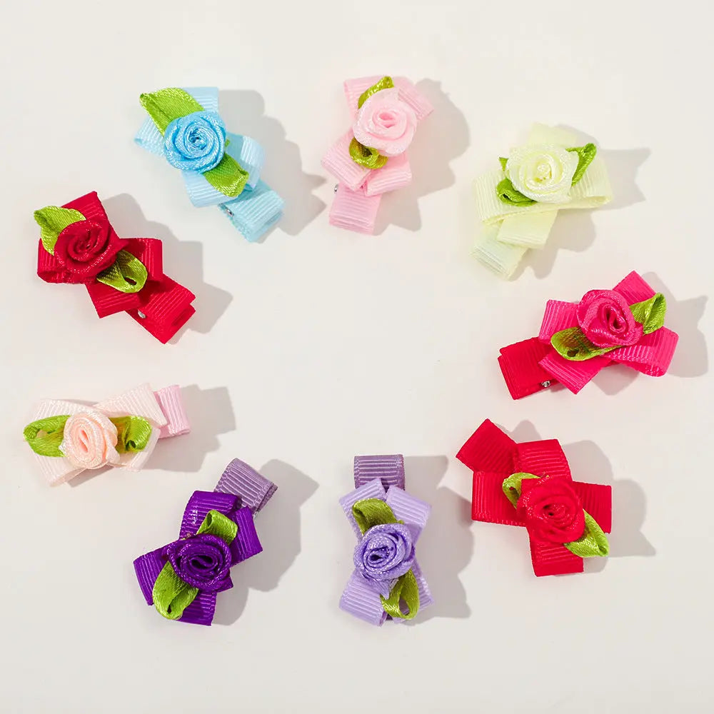 Girls’ Baby Woven Ribbon Bow Mesh Flower Hair Clip for Gentle Hair Chocolate Lily