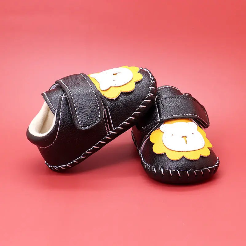 Baby Cartoon Bear Patched Pattern Soft Sole Toddler Shoes Indoor Chocolate Lily