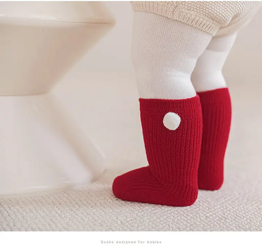 Warm Boneless Children’s Fleece-lined Socks for Autumn and Winter, Chocolate Lily