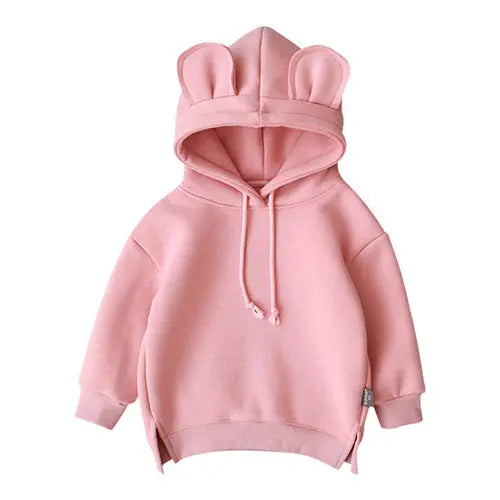 Baby Solid Color Animal Ear Patch Design Autumn Korean Style Hoodie Chocolate Lily