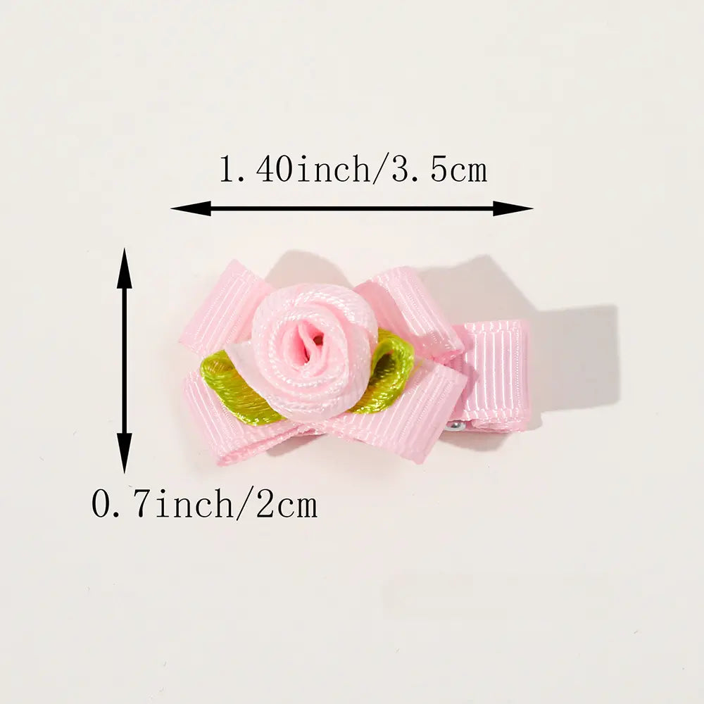 Girls’ Baby Woven Ribbon Bow Mesh Flower Hair Clip for Gentle Hair Chocolate Lily