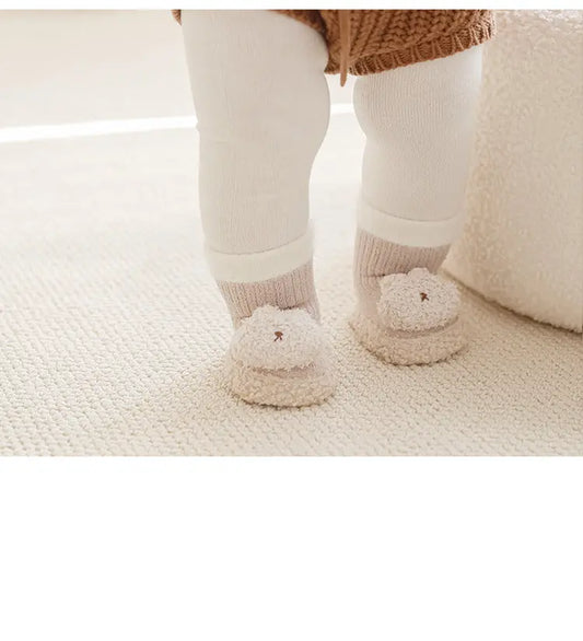 Thickened Winter Toddler Walking Socks, Mid-Calf Floor Shoe Socks, Chocolate Lily