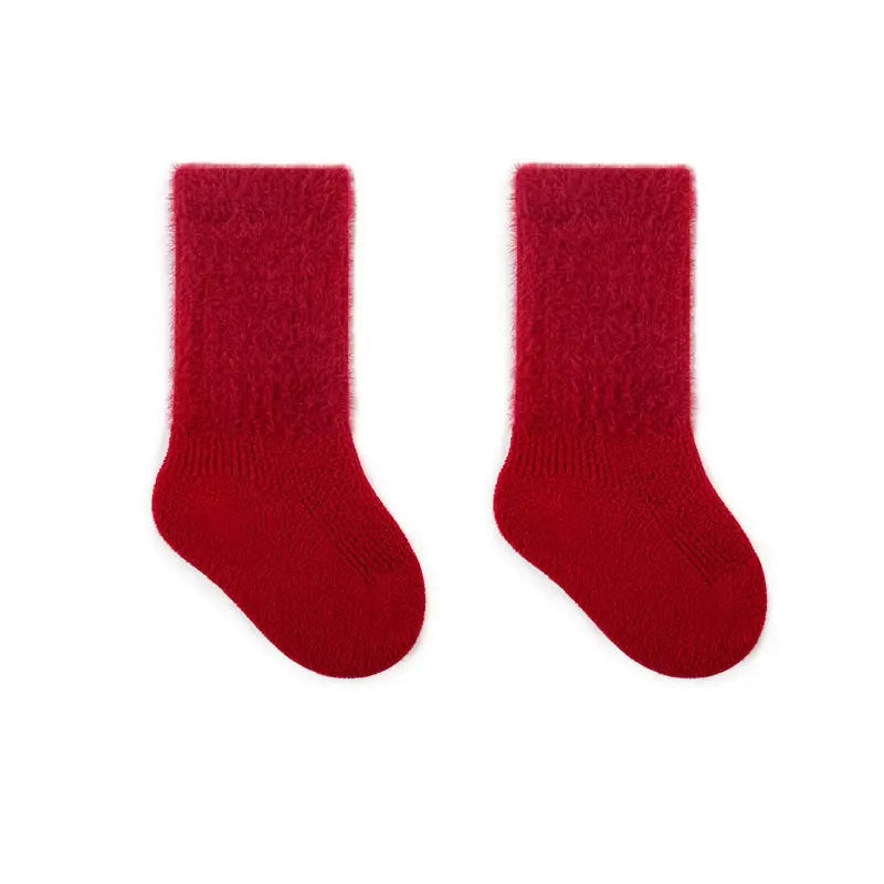 Warm Boneless Children’s Fleece-lined Socks for Autumn and Winter, Chocolate Lily