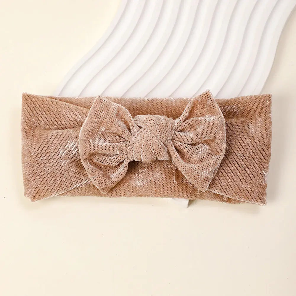 Soft Baby Hairband with Solid Color Bow Chocolate Lily